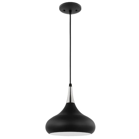 Phoenix 1-Light Small Pendant Matte Black With Polished Nickel